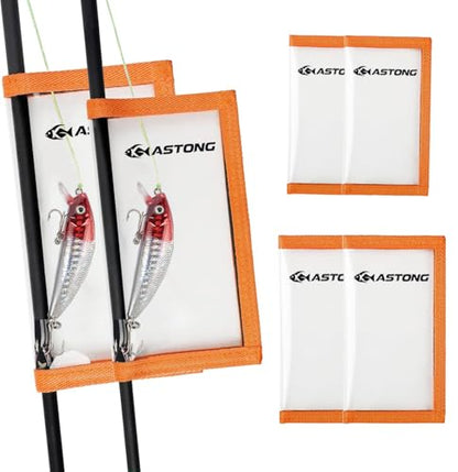 Clear PVC Fishing Lure Wraps 4/10 Pack See-through Lure Covers Durable Fishing Hook Bait Storage Protectors Keeps Children, Pets and Fishermen from Sharp Hook 2 Size (4Pcs(2M+2L), Orange)