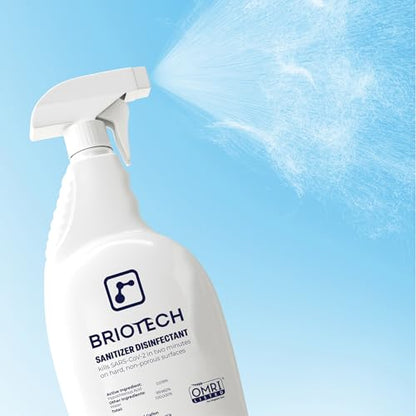 BRIOTECH Sanitizer Disinfectant Hypochlorous, Kill 99.99% of Viruses & Bacteria, Control Mold, Eliminate Odor, Gentle for Nursery & Play Rooms, Food Contact Surface Sanitizer, 1 Gallon Refill (2 Pack) - size: 128 Fl Oz (Pack of 2)
