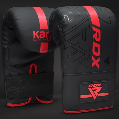 RDX Bag Gloves Boxing Punching Mitts, Maya Hide Leather, Padding, Ventilated Palm, MMA Heavy Punch Training, Muay Thai Kickboxing Focus Pads Double End Speed Ball Workout, Adult Men Women - color: Red