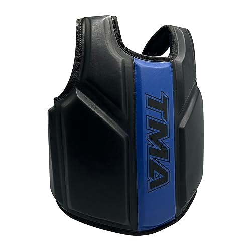 TMA Boxing Body Protector, MMA Kickboxing Muay Thai Boxing Chest Guard, Martial Arts Upper Body Ribs Protection Pad Chest Protector Heavy Hitter Boxing Body Protector Body Sparring - color: Black/Blue