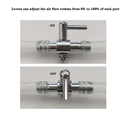 AQUANEAT Aquarium Control Valve, Metal Stainless Steel Gang Valve, Air Flow Distributor Splitter for Air Pump