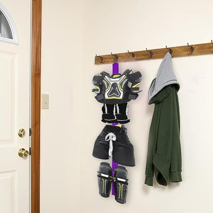 Hockey Hanger Portable Hanging Dryig Rack Hockey Gifts for Home and Outdoor Using in Ice Hockey Skating Football Camping Fishing 5 Hooks (Purple) - color: Purple