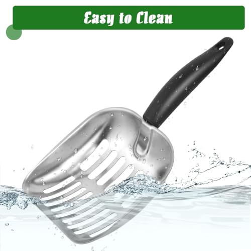 Cat Litter Scoop -Metal Cat Litter Scoop-Sturdy Mesh Scooper - Mesh Shovel-Easy to Clean - Suitable for Cat Litter Box -Black - color: Black, size: L-1