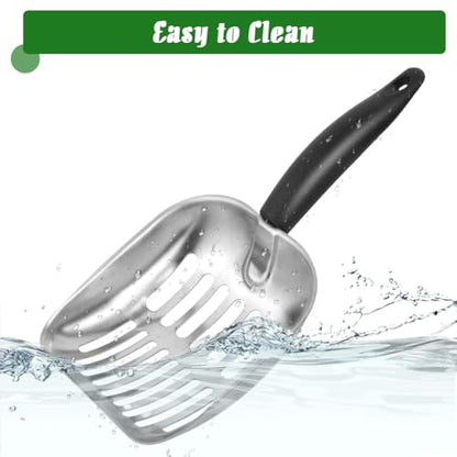 Cat Litter Scoop -Metal Cat Litter Scoop-Sturdy Mesh Scooper - Mesh Shovel-Easy to Clean - Suitable for Cat Litter Box -Black - color: Black, size: L-1