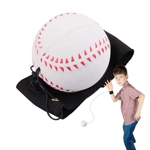 Wrist Return Ball, 2.36 Inch Sports Wrist Balls on a String, Rubber Rebound Bouncy Wristband Balls on Elastic String for Wrist Exercise or Play (Basketball, Tennis, Baseball and Football)
