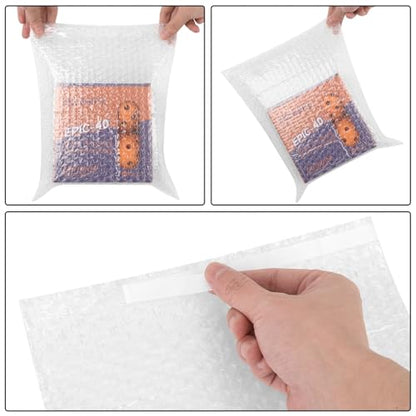 50Pack Self-Seal Bubble Out Bag Pouches 8 x 10 Inch Double Walled Self-Sealing Protective Bubble Pouches Wrap Cushioning Bags for Shipping, Packing, Moving