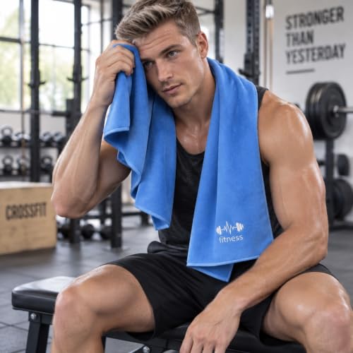 Microfiber Gym Bench Towel with Fitted Corner Hood, Blue - color: Blue