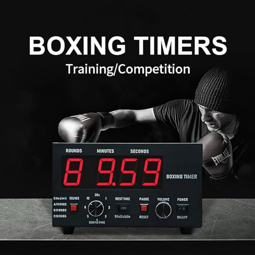Classic Boxing Interval Timer, Professional Gym Timer with LED Display, Selectable Training Time and Cycle Repetitions, for Muay Thai/MMA/Kickboxing
