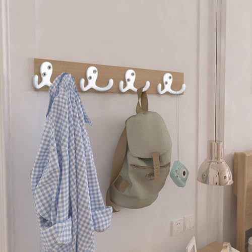 IBosins 28 Pack White Double Prong Coat Hooks Wall Mounted with 56 Screws - color: 28 Pcs White