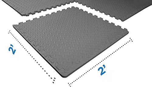 BalanceFrom Puzzle Exercise Mat 3/4" Thick, EVA Interlocking Foam Floor - color: Grey, style: 3/4" Thick, 24 Square Feet