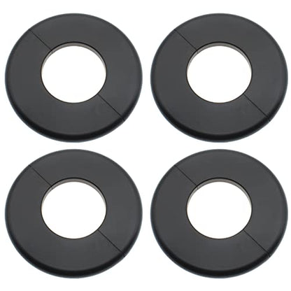 4 Pcs 2.0 Inch Wall Split Flange ABS Round Escutcheon Plate Wall-Mounted Self-Adhesive Water Pipe Cover for Water Pipe Faucet Decoration Accessories, Black