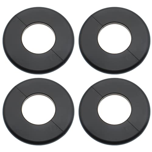 4 Pcs 2.0 Inch Wall Split Flange ABS Round Escutcheon Plate Wall-Mounted Self-Adhesive Water Pipe Cover for Water Pipe Faucet Decoration Accessories, Black