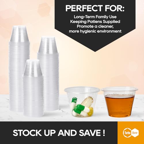 Turbo Bee 1200 Pack 1 OZ Disposable Medicine Cups (30 ml), Small Clear Plastic Measuring Cups for Liquid Medicine, Pills, Resin, and Epoxy