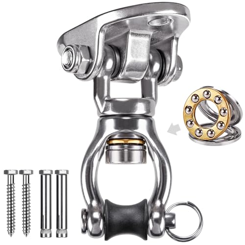 SELEWARE Heavy Duty Bearing Swivel Swing Hanger Stainless Steel Swing Hooks | 1200 LB Capacity Ceiling Swing Mount Indoor Outdoor Swing Hardware for Aerial Yoga Silks Hammock Chairs Porch Swing Heavy Bag - color: Silver: 360° Bearing Swing Hanger ( 1 Pack