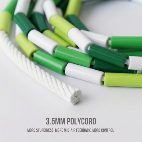 Elevate Rope Beaded Jump Rope, 1 in Beads, 10 ft Adjustable, Segmented - color: Jade