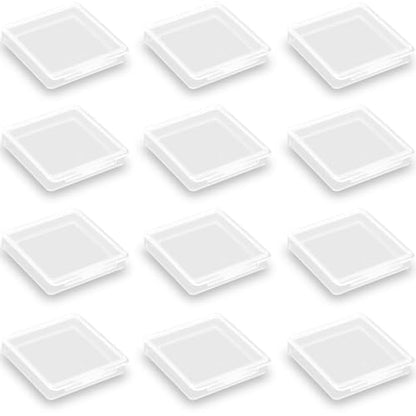 12 Pieces Square Empty Mini Clear Plastic Storage Containers (1.85 x 1.85 x 0.32 inch) with Lids for Tiny Items and Other Craft Projects - size: 1.85 x 1.85 x 0.32 Inch