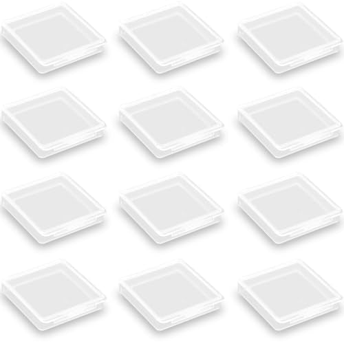 12 Pieces Square Empty Mini Clear Plastic Storage Containers (1.85 x 1.85 x 0.32 inch) with Lids for Tiny Items and Other Craft Projects - size: 1.85 x 1.85 x 0.32 Inch
