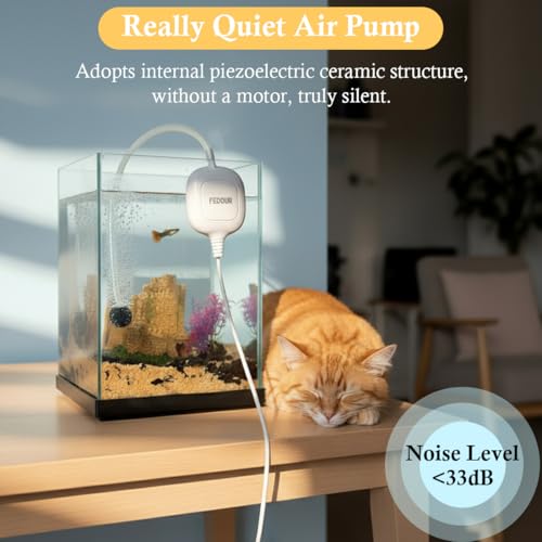 Mini Whisper Aquarium Air Pump, Nano Ultra Quiet Fish Tank Aerator, Fish Tank Bubbler Pump for Up to 10Gallon Betta Tank, Fish Bowl