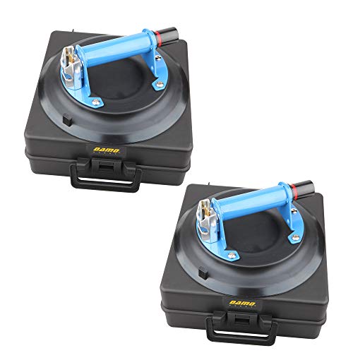 A Pair of DAMO 10" Vacuum Suction Cups for Glass & Granite Lifting,Heavy Duty Glass Lifter with metal Handle,Suction Cup with Hand Pump, with Free Case - style: 10" Metal Handle (2 PCS)