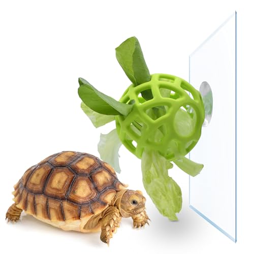 Turtle Feeding Ball with Suction Cup, Silicone Foraging Toy, Interactive Turtle Tank Feeder for Veggies and Treats, Betta Hammock Shrimp Shelter and Aquarium Decors for Small Aquarium Pets