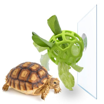 Turtle Feeding Ball with Suction Cup, Silicone Foraging Toy, Interactive Turtle Tank Feeder for Veggies and Treats, Betta Hammock Shrimp Shelter and Aquarium Decors for Small Aquarium Pets