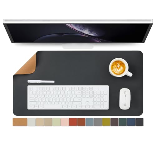 Cork Desk Mat - Dual-Sided Desk Pad for Office and Home - Desk Organization and Accessories - Ideal for Large Mouse Pad and Desk Mats on Top of Desks(Black,27.6"x 13.8") - color: Black, size: 27.6" x 13.8"