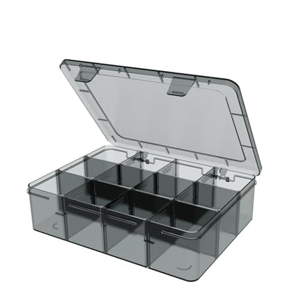 Clear Organizer Box,12 Grids Organizer Box with Removable Dividers for Jewelry,Bead Storage Organizer Box,Plastic Compartment Container for Tool Tackle Box, Gray