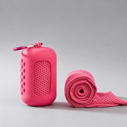 Cooling Towel with Silicone Case, Quick Dry Sports Towel, 11.8 x 35.4 in - color: Red, size: Medium