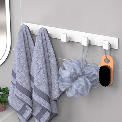 PMMASTO Stainless Steel Wall Coat Rack, White- 5 Hooks, 1 Pack, L Shape - color: White, size: 5 "L" Hooks, 1PACK