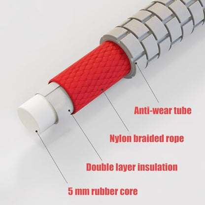 30 FT Long Jump Rope for Kids Adults,Double Dutch Jump Rope,Adjustable Skipping Ropes with High-strength Nylon Braided Rope Core,360°Rotation Not Entangled,Long Enough for 6-10 Jumpers.