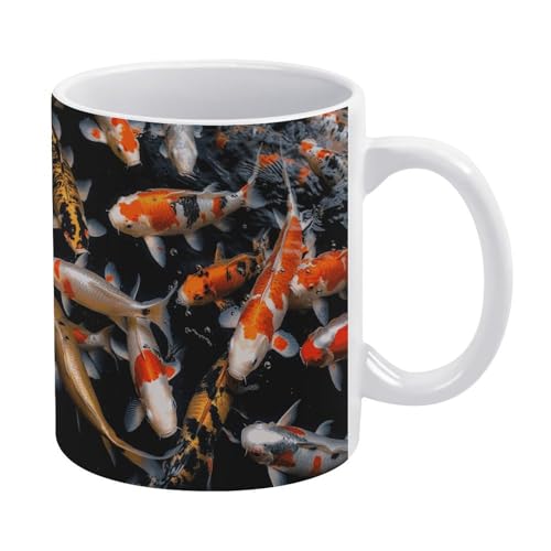 Changing Magic Coffee Mug Heat Sensitive Porcelain Tea Cup Morphing Mugs Japan Fancy Carp Fishes Printed Color Changing Coffee Mug Heat Activated