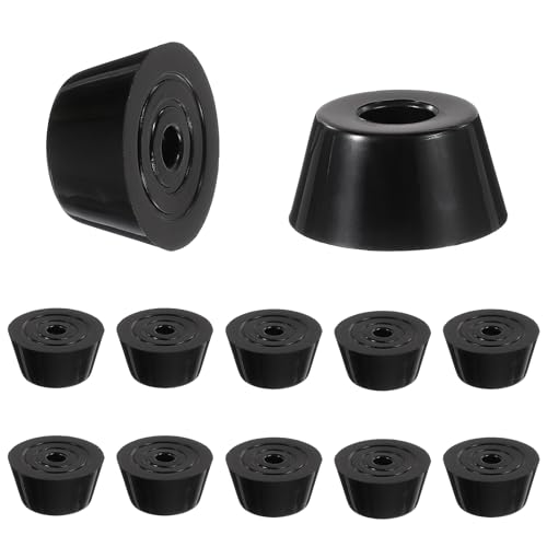 HARFINGTON 12Pcs Anti Vibration Rubber Feet 1.2"L x 0.9"W x 0.6"H 0.2"Dia Isolator Rubber Bumper Air Compressor Foot Pads for Generators Pressure Washers, Black