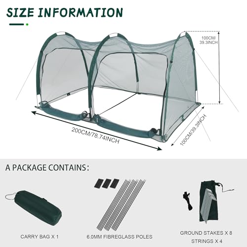 Flexible Net Grow Tunnel - Garden Greenhouse Mesh Covers Growhouse Cloche for Protecting Fruit Vegetables Plants Cultivation from Animals(2M)