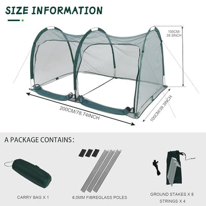 Flexible Net Grow Tunnel - Garden Greenhouse Mesh Covers Growhouse Cloche for Protecting Fruit Vegetables Plants Cultivation from Animals(2M)