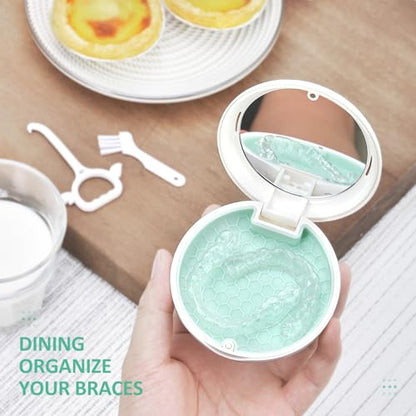 Orthodontic Retainer Case Aligner Mouth Guard Storage Box,White Green - color: White Green