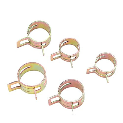 100pcs Spring Clips Clamps Assortment Kit, Spring Hose Clamp for Air Hose Water Pipe Automotive Fuel Line, 10 Sizes Metal Fasteners with Resistance for Silicone Tubing and Fluid