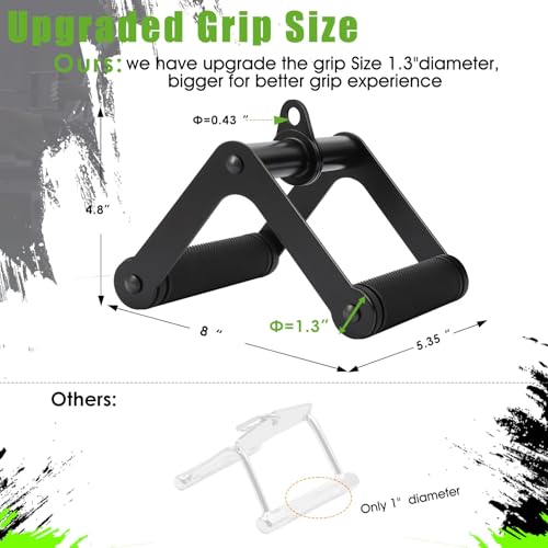Double D Row Handle LAT Pulldown Attachments,Comfort Rubber Grip V Bar Attachmentt for Cable Machine Home Gym Accessory - color: Black Three Set