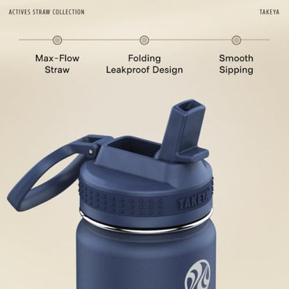 Takeya 64 oz Actives Stainless Steel Water Bottle with Straw Lid – Leakproof, Double-Wall Insulated, Keeps Drinks Cold 24 hrs/Hot 12 hrs, BPA-Free, Powder-Coated, Gym & Travel, Bluestone - color: Bluestone, size: 64 Ounces