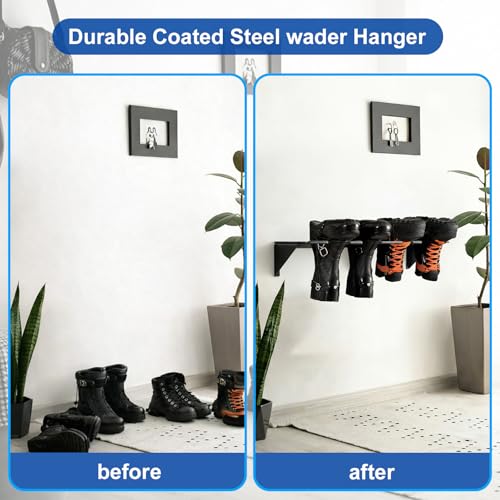 Zonon Wader Hanger Steel Boot Hanger Wall Mount - color: Black, size: 2 Pairs
