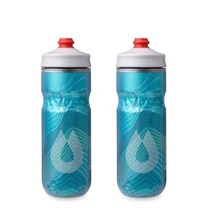 HydraPak Polar Surge Insulated Bike Water Bottle (20oz, Ascent Blue) | High Flow, BPA Free, Tri-Layer Insulation, Leakproof, Easy Squeeze, Self-Sealing Cap, for Biking - color: Ascent Blue, style: 20oz/600ml