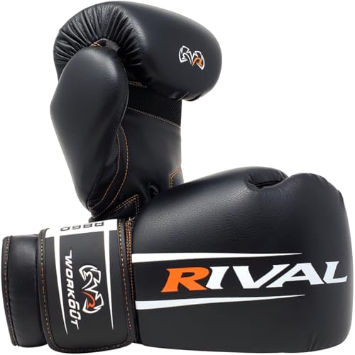 RIVAL Boxing RB60 2.0 Workout Bag Gloves, Hook and Loop Closure - Breathable Mesh Palm, Soft Inner Lining, and Pre-Formed Pro Fit - size: Medium