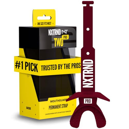 Nxtrnd Two Pro Football Mouth Guard, Permanent Strap, Fits Adult & Youth (Maroon) - color: Maroon Pro