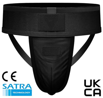 RDX Groin Protector Cup Men, Boxing Kickboxing MMA Muay Thai Sparring Groin Guard, Ventilated Adjustable,Karate Fighting Training, Underwear Jiu Jitsu BJJ Protection, Boys Youth - color: Black, size: Small