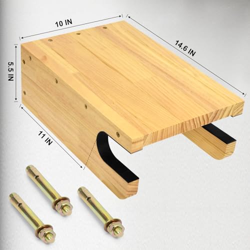 Wooden Bike Wall Mount Rack with Shelf and Hooks, Bike Hanger Wall Mount