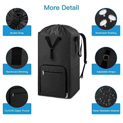 Bukere Laundry Backpack Bag, Extra Large 2 in 1 Laundry Hamper Basket for College Students Dorm Essentials, Adjustable Shoulder Straps, Freestanding Laundry Bag (Black&Black) - color: Black&Black