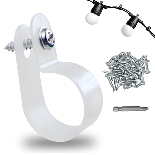 60 Pack 1/4 in Rope Light Clips p-Style Mounting Clips Plastic Cable Clamps for Wire Management(White-60p, 1/4) - color: White-60p, size: 1/4