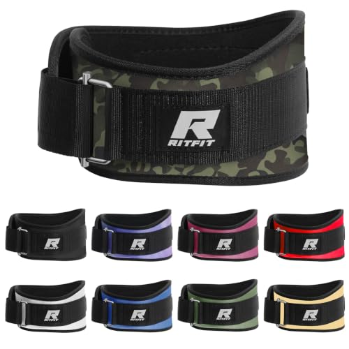 RitFit Weight Lifting Belt 6 Inch for Squats Deadlift Strength Training - color: Camo Green, size: L(36"-44")