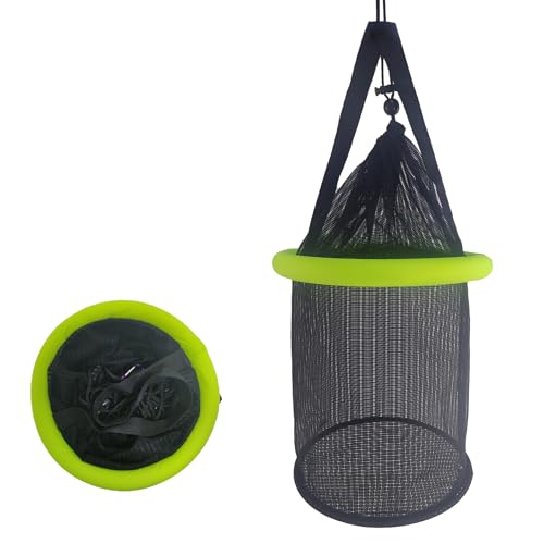 Aventik Floating Fish Basket Mesh Net Cage for Live Bait Storage Fish Raising Kayak Fishing Accessories 15.7in/40cm Height