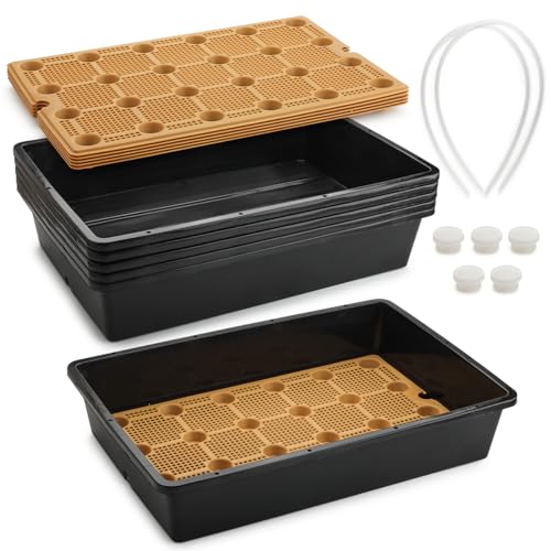 5 Pack Nursery Pots Trays with Removable Mesh Drainage Mat, Plastic Seed Starter Trays (17"x12"x3.5") with Drainage Hole, Propagation Kit for Seedlings, Microgreens, Plant Germination (Black) - size: 17" L x 12" W x 3.5" H