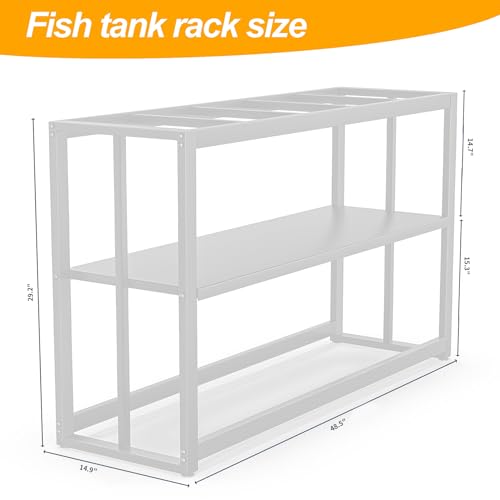 55-75 Gallon Fish Tank Stand with Storage Shelf, 48.5 x14.9 x 29.2 Inch Aquarium Stand, Turtle Tank, Reptile Terrariums and Breeder Tank Stand,980LBS Capacity, White